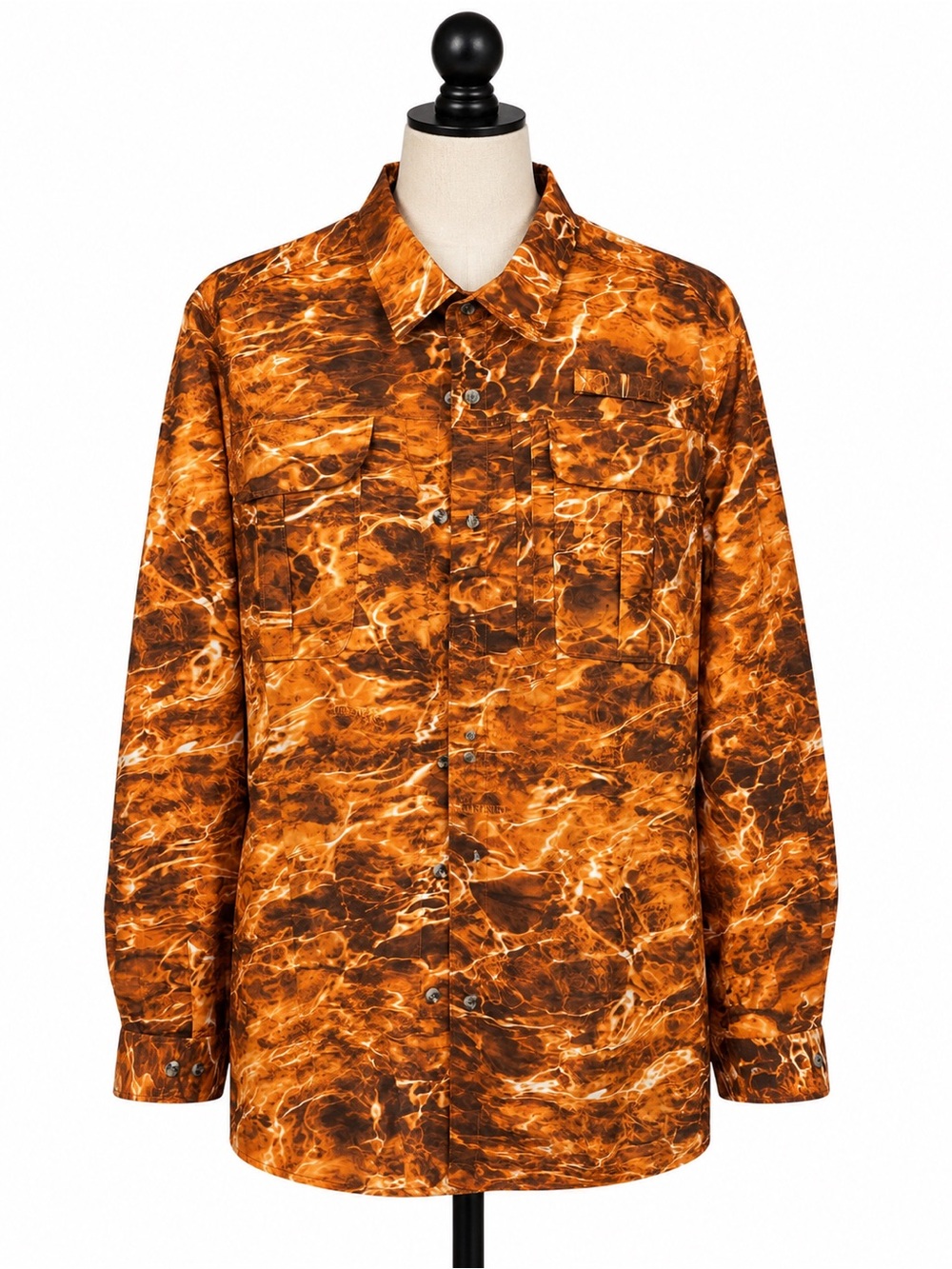 Mossy Oak Orange Marbled Lightweight Button-Up Jacket UV Protection